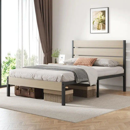 Bed Frame with Headboard and Footboard, with Under Bed Storage, AllMetal Support System, No Box Spring Needed, Easy Assembly, Be