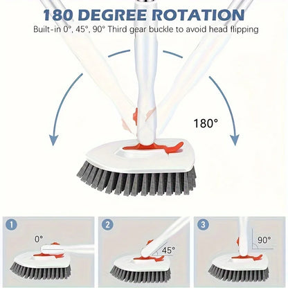 3 in 1/4 in 1 tile bathtub floor brush with 52 "adjustable long handle shower cleaning brush and 3 removable replacement brush h