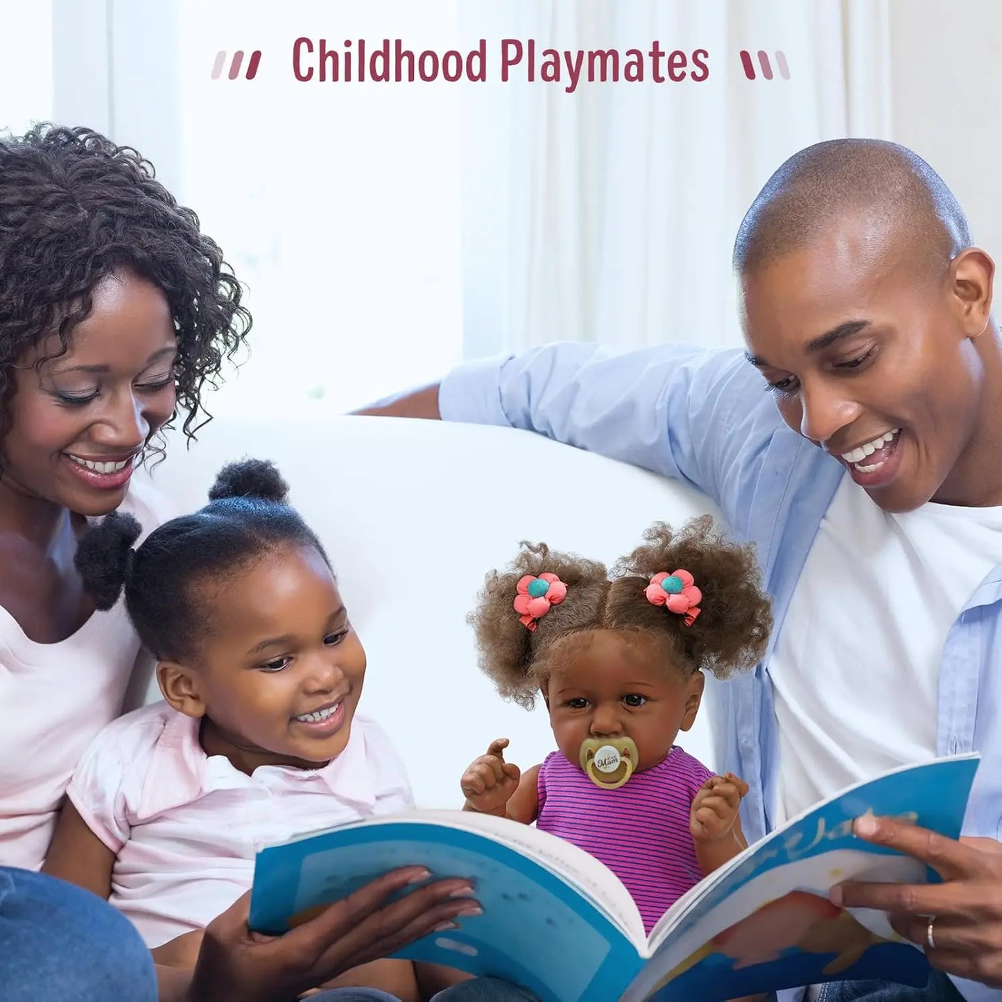 Reborn Baby Dolls Black - 22 Inch Lifelike Soft Body Realistic-Newborn Baby Dolls Taupe Eyes Caramel Skin Tone Orange Crushed