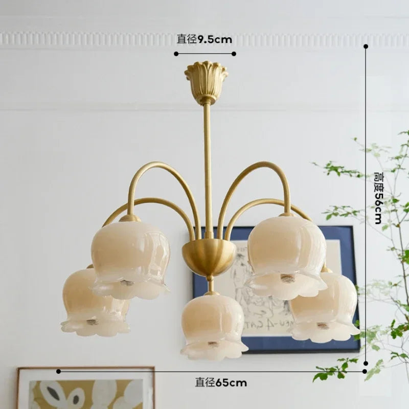 Vintage Flower chandeliers Cream Living Room Pendant Light Antique Homeowner Bedroom Lighting American Light Luxury Light lustre