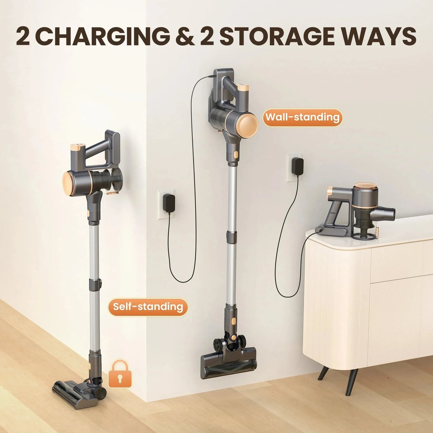 INSE N8 Cordless Vacuum Cleaner 25Kpa Lightweight Stick Vacuum with 2200mAh Rechargeable Battery for Hardwood Carpet Pet Hair