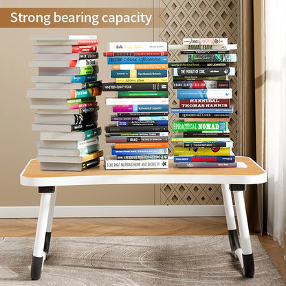 Portable Laptop Desk with USB Light, Small Fan, Cup Holder, Tablet Slot, and Lifting Handle - Foldable Laptop Table for Working,