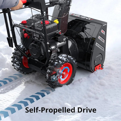 24-Inch Gas Snow Blower with 212cc 4-Cycle OHV Engine, Recoil Start, 40Ft Snow Throwing for Decks, Driveways, and Sidewalks