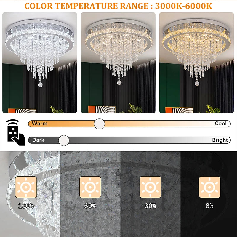 Modern Luxury Crystal Ceiling Lamps With Remote Control Ceiling Chandeliers Home Dimmable Pendant Lights Fixtures for Bedroom Li