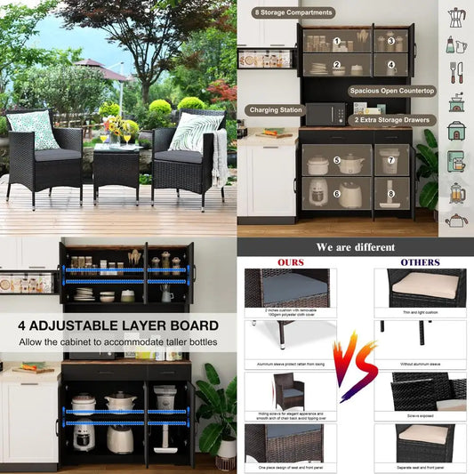 3-Piece Outdoor Wicker Rattan Patio Furniture Set with Coffee Table, Chairs, and Cushions