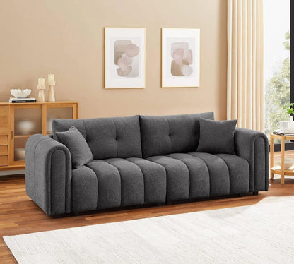 91.5" Modern Boucle Sofa Couch, Comfortable Upholstered Tufted Cloud Couch, 3 Seater Couches for Living Room, Bedroom