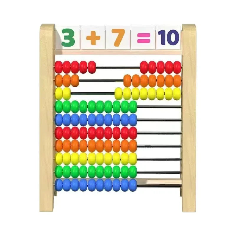 Wooden Counting Toy Abacus Montessori Education Math Toy Children Rainbow Counting Beads Addition Subtraction Operation Learning