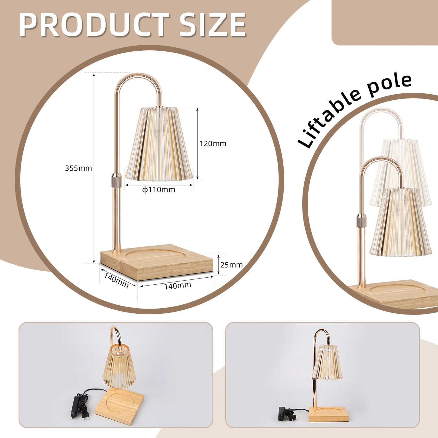 Candle Heating Lamp With Adjustable Height Electric Candle Heating Light with Timer Suitable For Scented Large Cans Of Candles