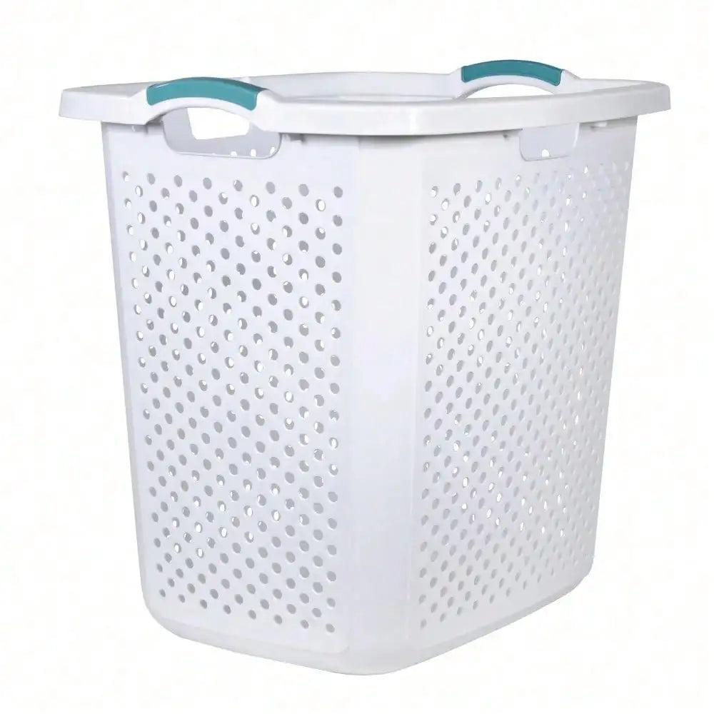 Plastic laundry basket, white, adult/youth