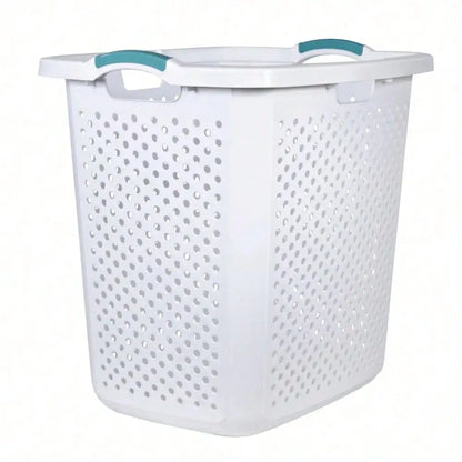 Plastic laundry basket, white, adult/youth
