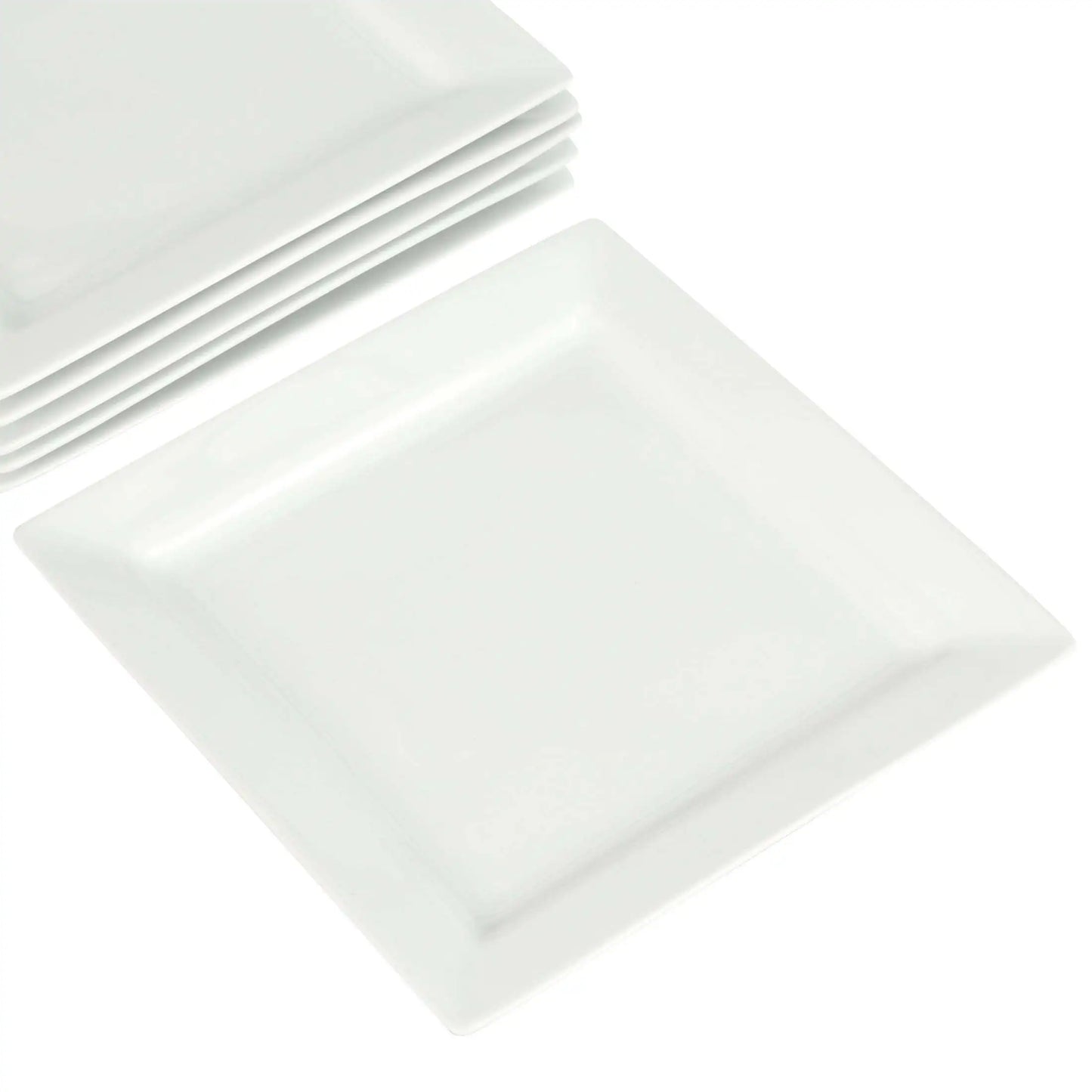 Square Porcelain Dinner Plates, White, Set of 6