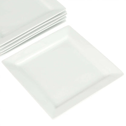 Square Porcelain Dinner Plates, White, Set of 6