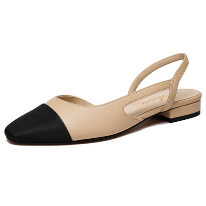 Slingback Flats for Women Square Pointed Toe Two Toned Flats Wedding Pumps for Women