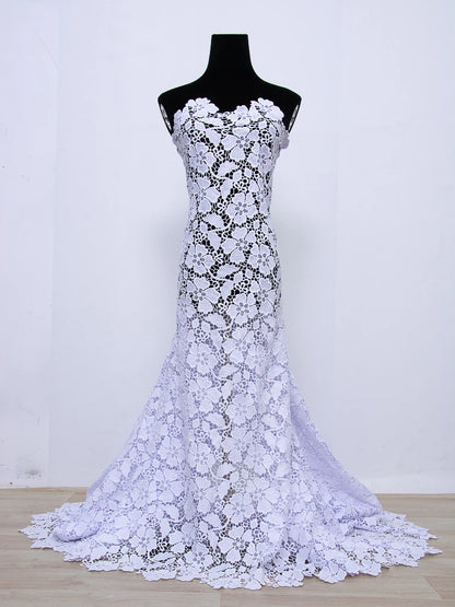 White African Guipure Cord Lace Fabric with Sequins 2025 High Quality Nigerian Guipure Cord Lace for Sewing Wedding Dress F4025