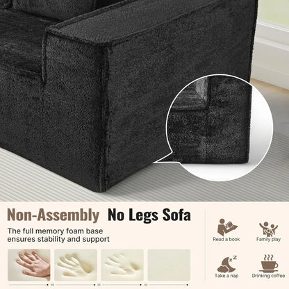 77'' Chenille Upholstered Modern Cloud Loveseat Sofa, No Assembly Required Deep Seat Couches Includes 2 pcs Pillows for Living R