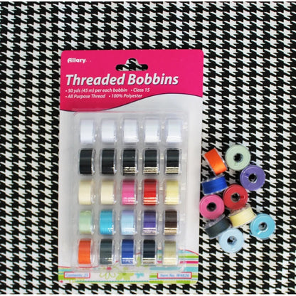 Transparent Sewing Bobbins Class 15 25pcs 100% Polyester Threaded 50 Yards 45M Reusable for Most Sewing Machines