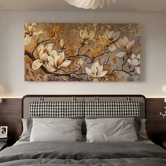 Golden Lily canvas art, 1.5 inch thick wood frame, canvas printed large mural, suitable for modern homes and offices