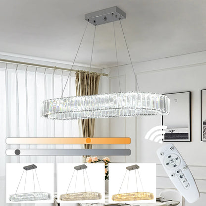 VETRULUS Modern Luxury Crystal Oval Design Led Chandelier Ceiling Lamp Nordic Pendant Hanging Light Fixture Living Bedroom Hotel
