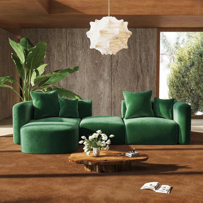 116" Modular Sectional Couches with Ottoman, Luxury Modern Curved Back Sofa, Minimalist Style Oversized 4 Seat Deep, Customized