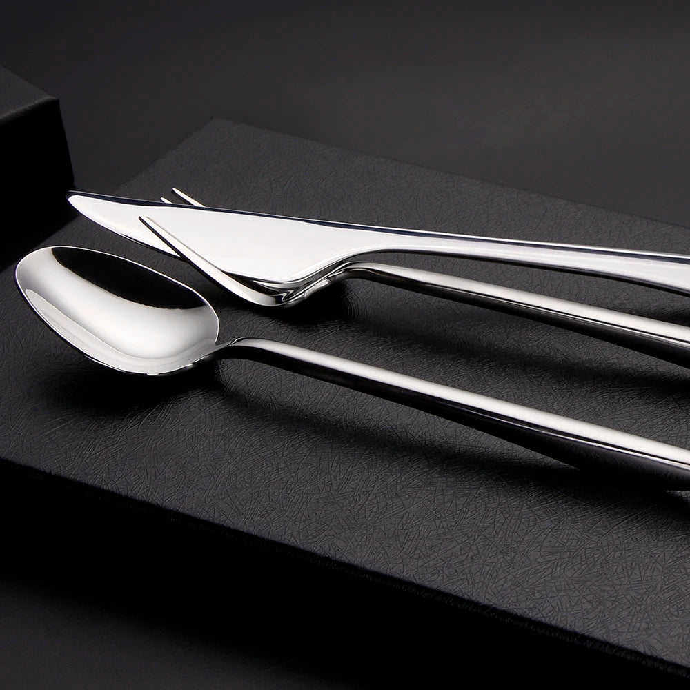 6/12/15/18/21 Pieces Sliver Cutlery Set Stainless Steel 304 Tableware Western Dinner Set Mirror Elegant Knife Fork Spoon