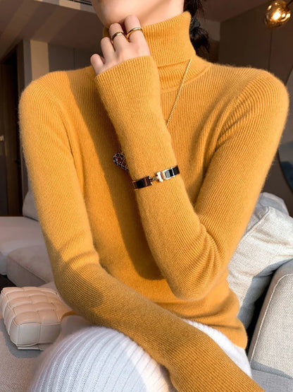 2025 Women Sweater Autumn Winter Long Sleeve Turtleneck Pullovers Warm Bottoming Korean Fashion Sweater Knitwear Soft Jumpers