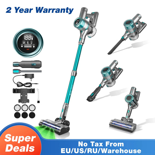 400W/≥28Kpa Cordless Vacuum Cleaner,Stick Vacuum with Touch Screen, Max 60 Mins Runtime,Wireless Vacuum Cleaners for Home, Anti-