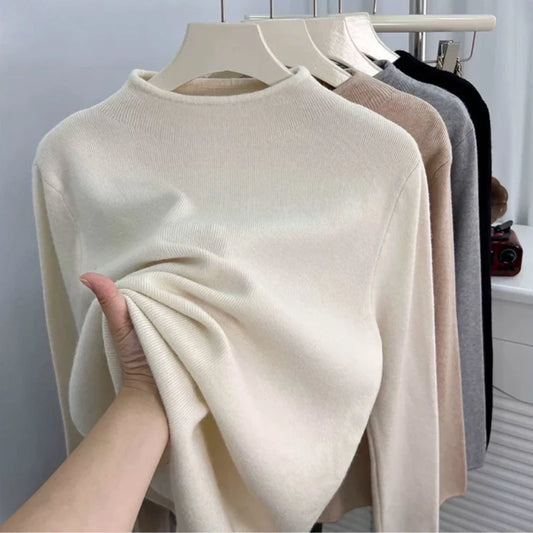 Solid Sweater Women Half Turtleneck Knitted Pullovers Harajuku Korean 2025 Soft Warm Knitwear Autumn Winter Fashion Slim Jumpers