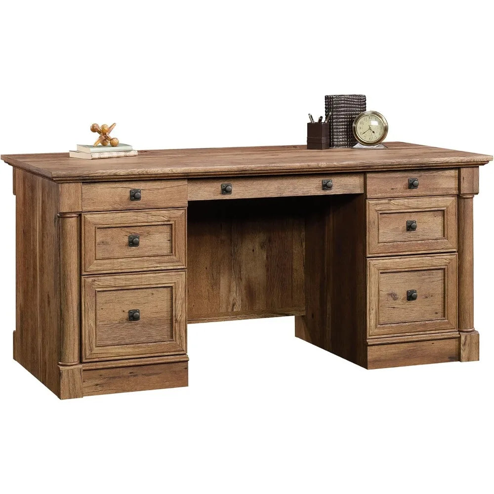 Palladia Executive Desk, 29.5"D x 65.1"W x 29.61"H, Vintage Oak finish