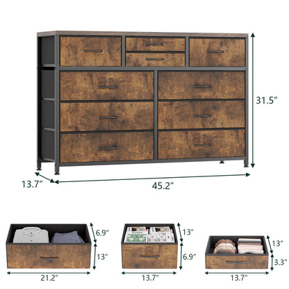 Drawer Dresser TV Stand for 47 to 55 Inch Wood Top Entertainment Center with Sturdy Steel Metal Frame for Bedroom Living Room