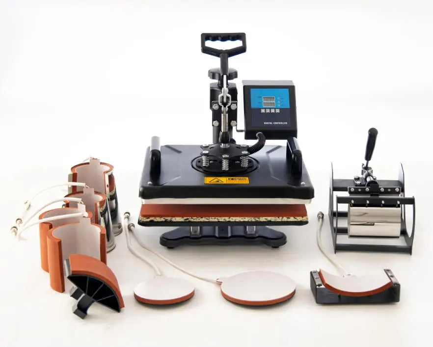 Cheap 30*38CM 8 in 1 Combo Heat press Machine Sublimation Printer 2D Heat Transfer Machine for Cap Mug Plate Tshirts CE Approved