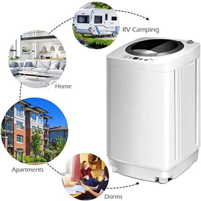 Compact Portable Washing Machine Full Automatic Washer and Dryer Combo with Builtin Pump Drain 8 LBS Capacity for Apartment RV