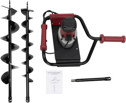 1500W Post Hole Digger,Electric Post Hole Auger Earth Auger Digging Dril Digging MachineTrenching in Garden (1500W,1x6" Drill)
