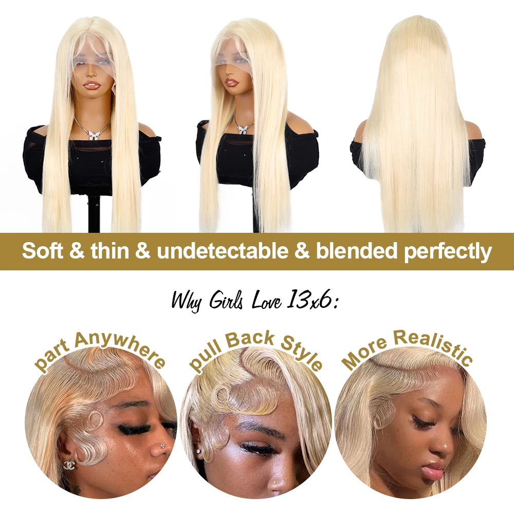 40 46 Inch 613 Blonde Hd Lace Frontal Wig Colored 13X6 Bone Straight Lace Front Human Hair Wig 100% Human Hair Wigs Good Quality