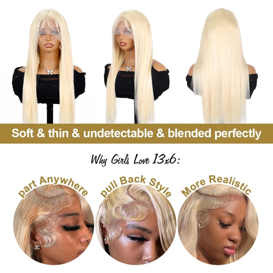 40 46 Inch 613 Blonde Hd Lace Frontal Wig Colored 13X6 Bone Straight Lace Front Human Hair Wig 100% Human Hair Wigs Good Quality