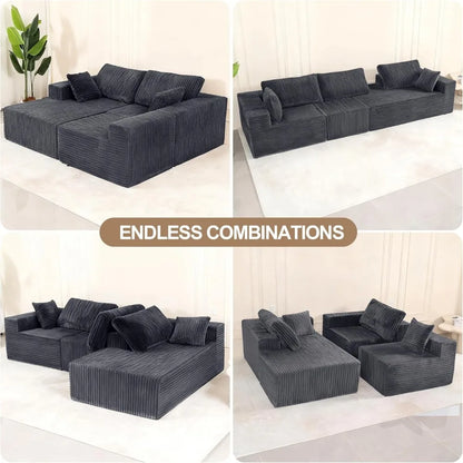 Cloud Couch Sectional Sofa, No Assembly, Removable Washable Covers, Grey - Ultimate Comfort for Living Room