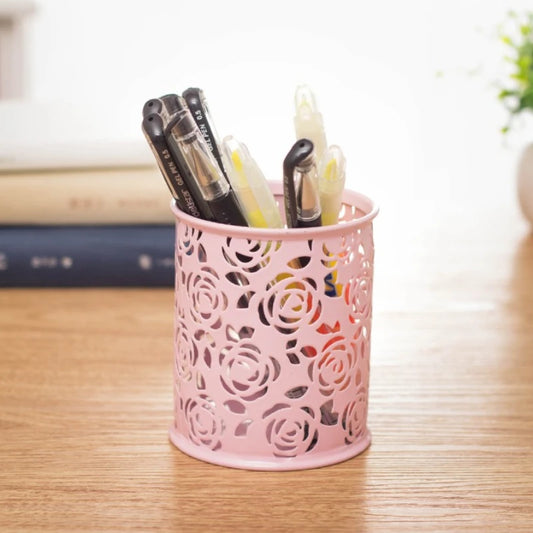 1pc Rose Flower Pen Holder, Durable, Wear-Resistant Desk Organizer for Students, Teachers, and Office Supplies, Stationery Rack