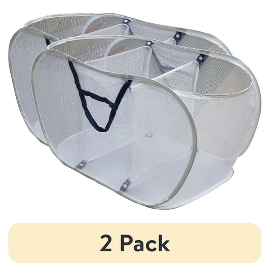 3 Compartment Pop Up Laundry Basket Sorting Hamper Polyester Mesh Portable Storage Collapsible Laundry Organizer Heavy Duty