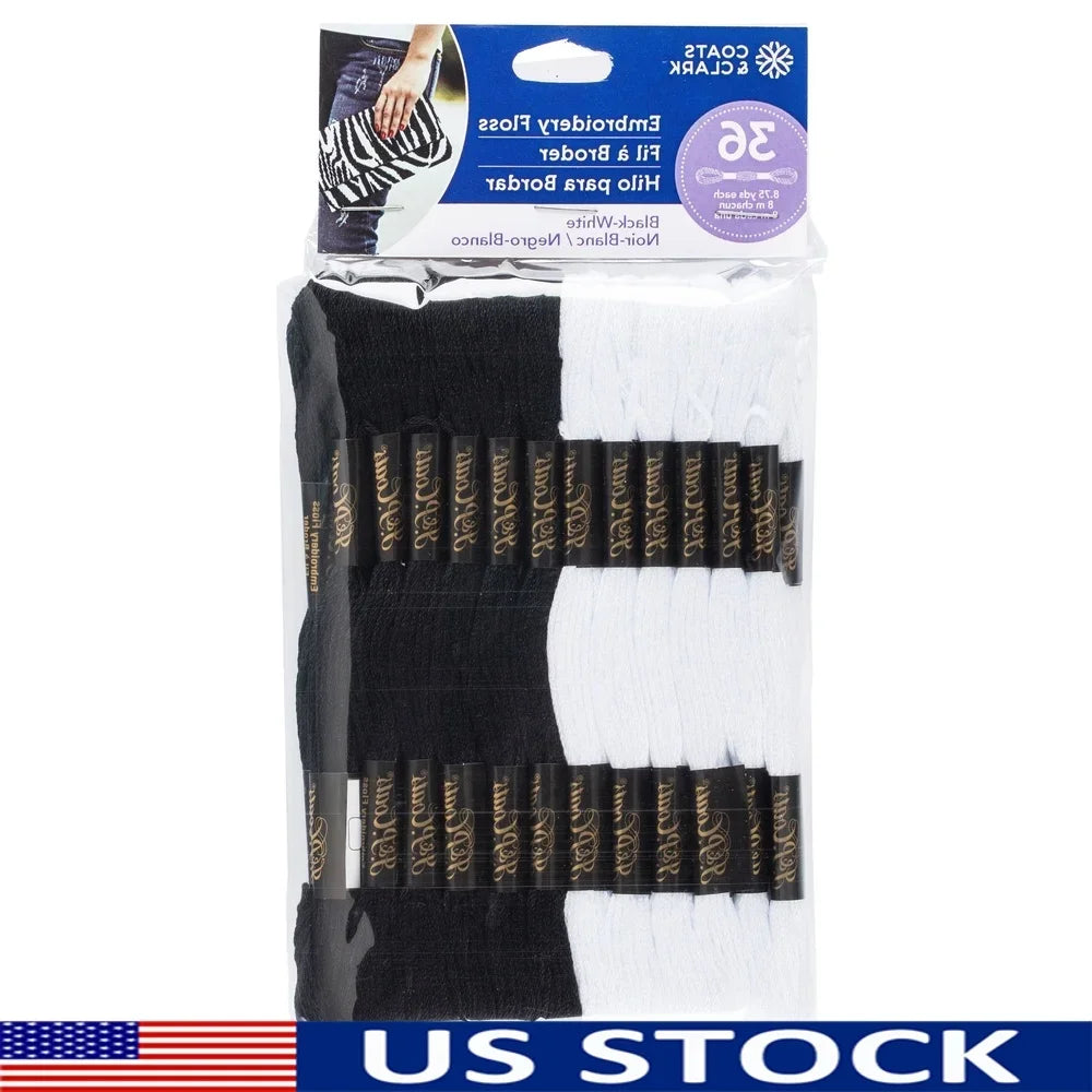 Black White Embroidery Floss Pack 36 Skeins 8.75 Yds Each Cotton Thread Cross Stitch Needlecrafts Quilting Scrapbooking
