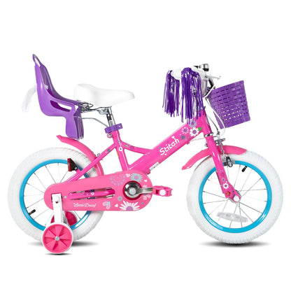 STITCH Little Daisy Kids Bike for Girls Ages 2-7 Years, 12 14 16 Inch Girls Bikes with Doll Bike Seat & Streamers