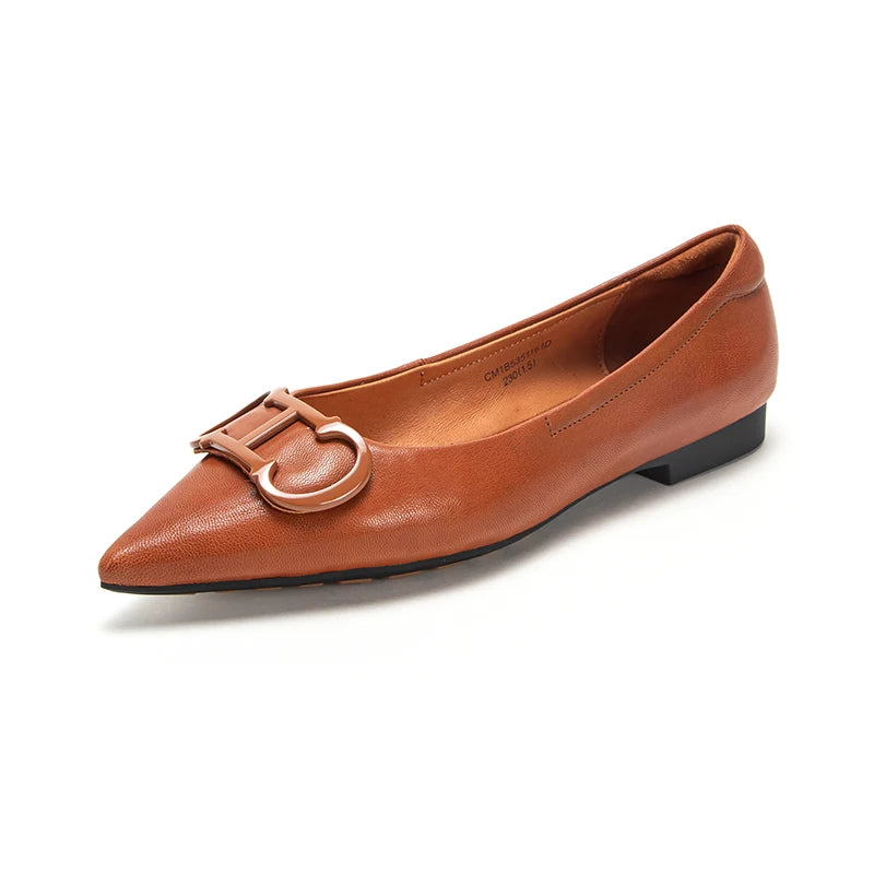 Pure Colour Simple Retro Classic Women's Single Shoes Fashion Exquisite Hundred Matching Pointed Head Design Women's Flat Shoes