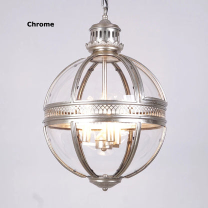 led e14 Retro American Iron Glass Vintage Bronze Black Globe Chandelier Lighting Suspension Luminaire Lampen Lustre For Foyer
