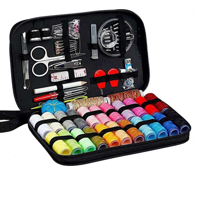 Sewing Kit with Threads Needles Storage Bag Scissors Tape Measure Buttons Portable Travel DIY Embroidery Handwork Sewing Box Set