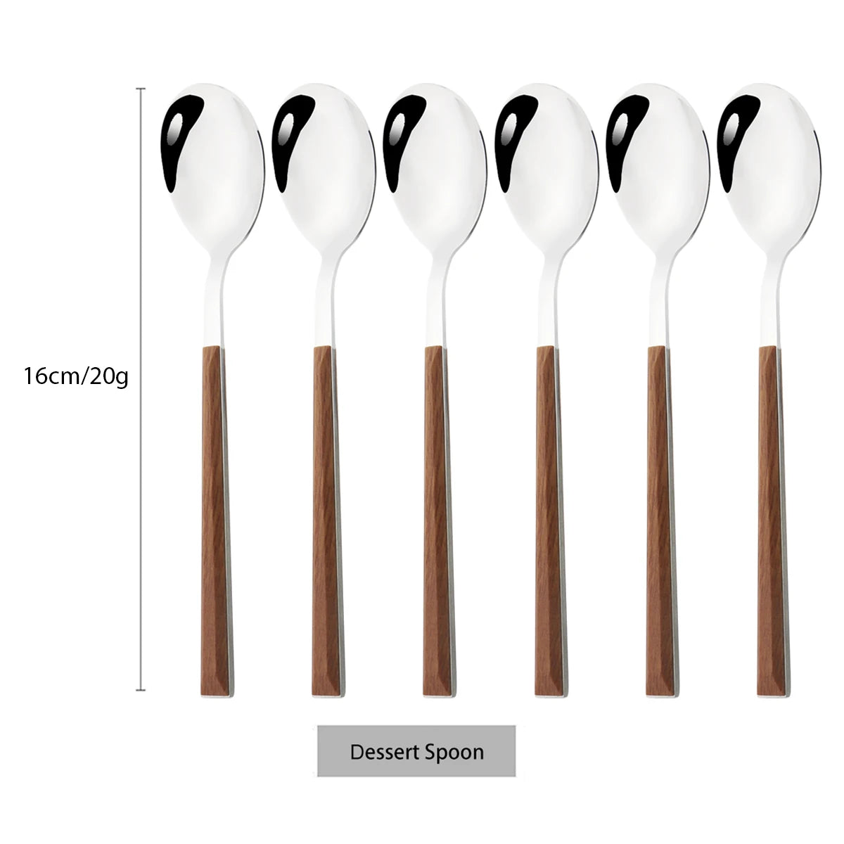 6/24pcs Wooden Handle Cutlery Set Brown Silver Dinnerware Set Stainless Steel Forks Spoons Knife Tableware Kitchen Flatware Set