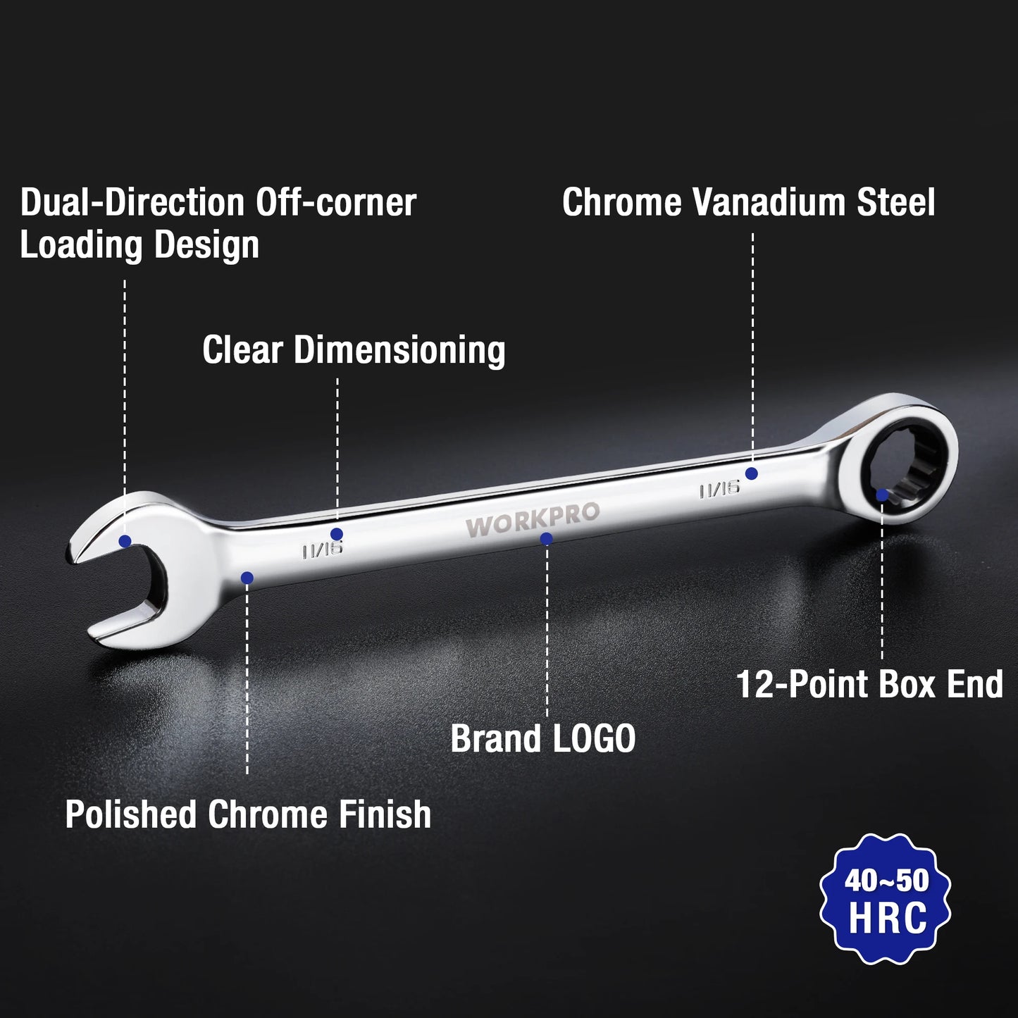 WORKPRO 23pc Ratcheting Wrench Set  with Box ,72 Teeth Wrench with Box, Wrench Repair  Tool Set