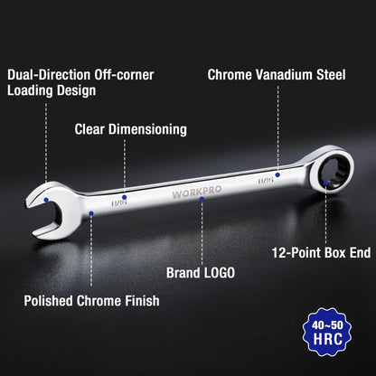 WORKPRO 23pc Ratcheting Wrench Set  with Box ,72 Teeth Wrench with Box, Wrench Repair  Tool Set