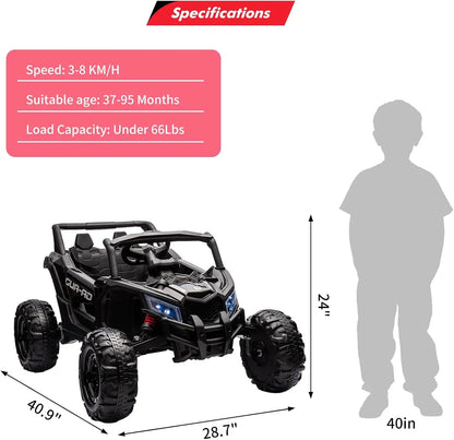 2 Seater Ride On Car, 24V Kids Ride On UTV Car w/Remote Control, 2×200W Motor Electric Vehicle LED Lights Off-Road Toy for Kids