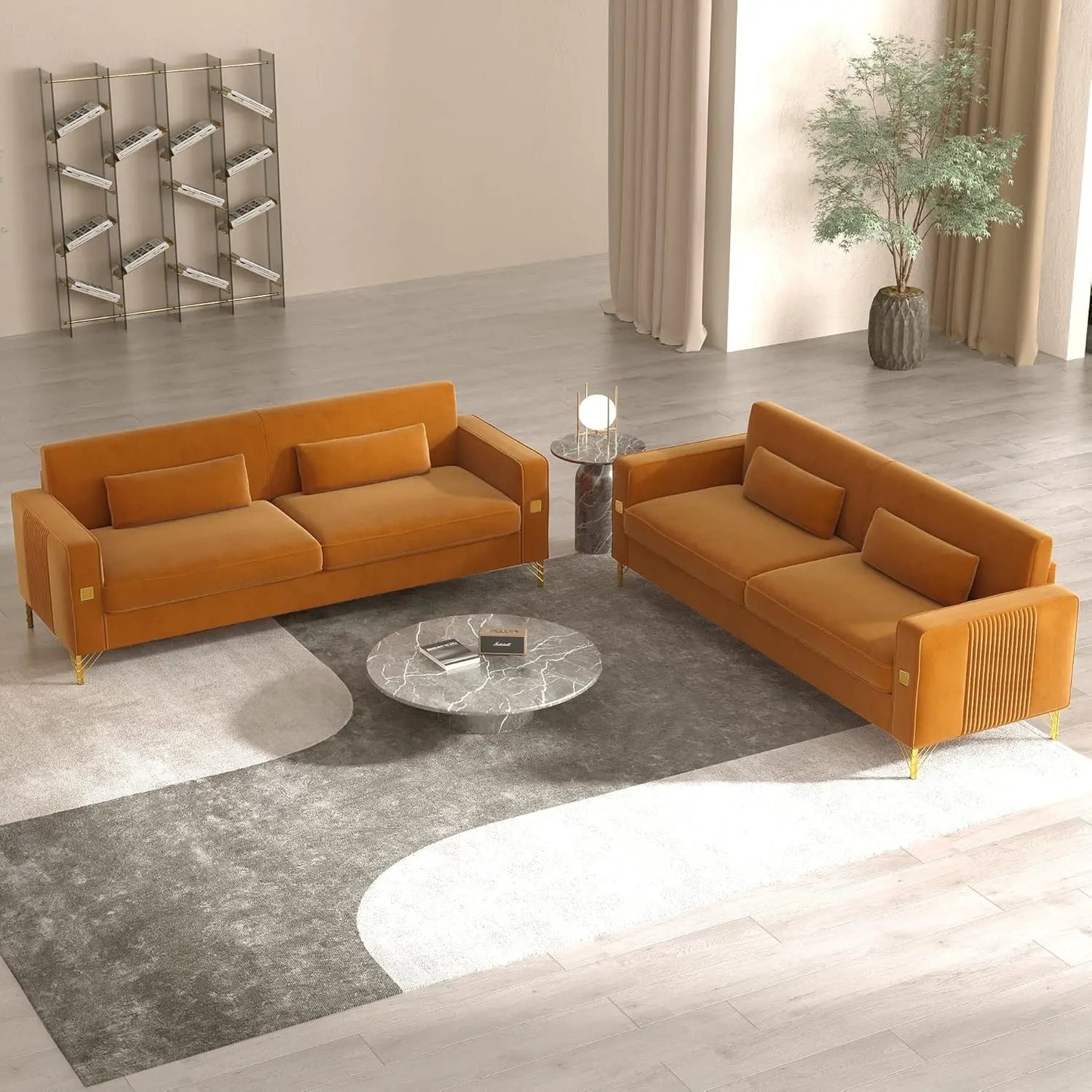 85.63" Velvet Sofa,Modern Loveseat Couch with Pillows Set of 2 for Living Room,Bedroom,Apartment Furniture with, Customized