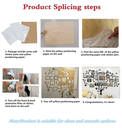 DIY wall decoration, living room family tree, wall decoration stickers, 3D photo frame collage wall decoration, living room wall