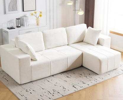 105" Cloud Modular Sectional Couch,Chenille Boneless Couches with Deep Seat,Upholstered L-Shape Sofa with Chaise