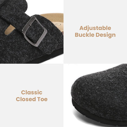 Women's Suede Clogs Shoes Adjustable Buckle Slip Casual Fashion Footbed Home Clog Falt Slippers New 2024